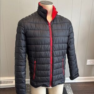 Michael Kors Men’s Small Black and Red Quilted Puffer Jacket